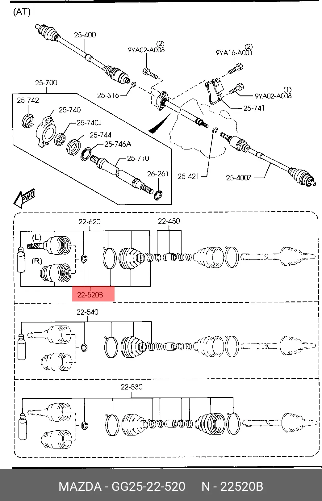 MAZDA GG25-22-520 CV-JOINT
