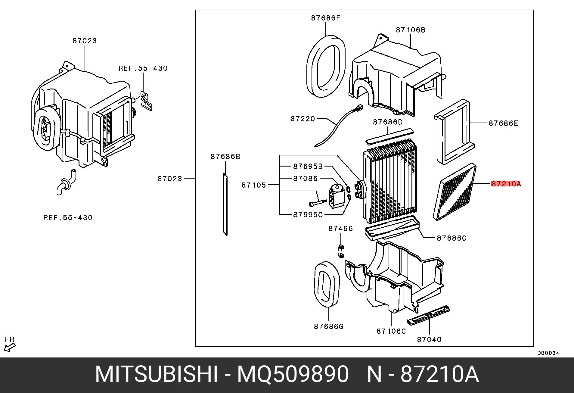 MITSUBISHI MQ509890 CABIN FILTER