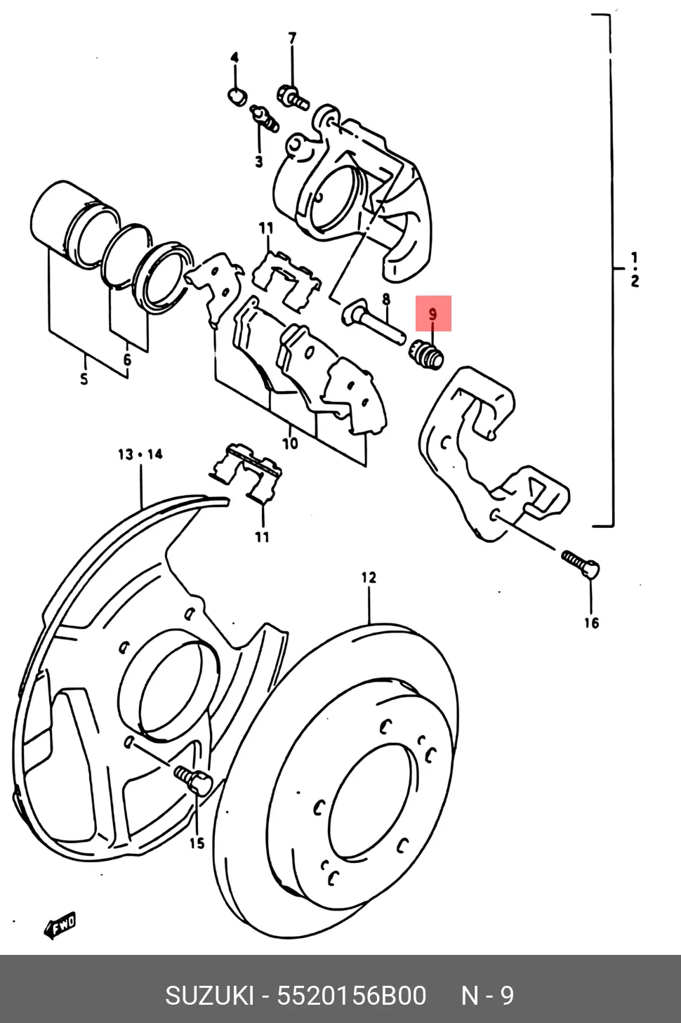 SUZUKI 55201-56B00 CALLIPER PIN BOOT