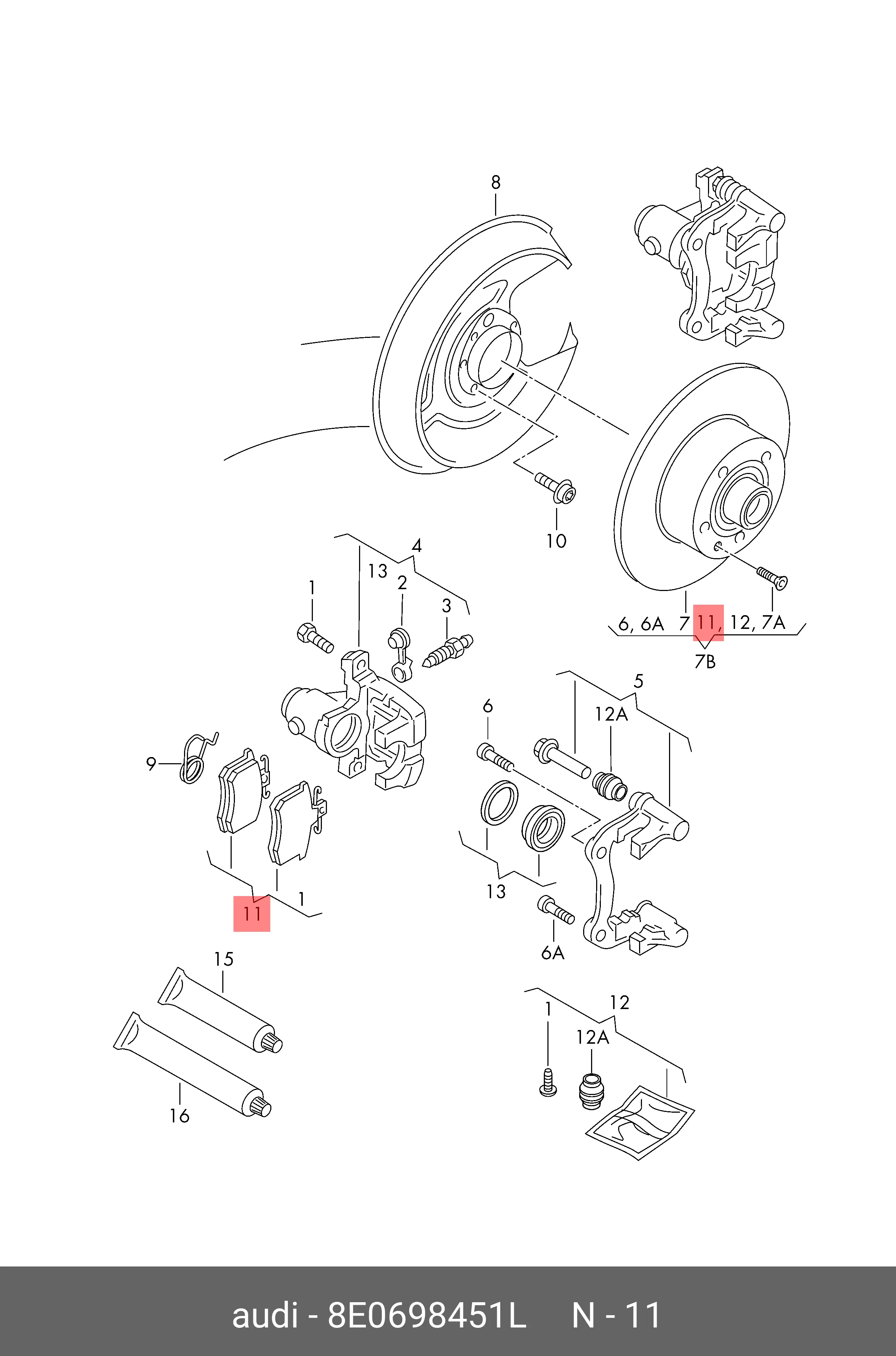 VAG 8E0 698 451 L BRAKE PADS