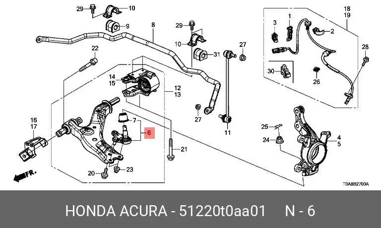 HONDA 51220-T0A-A01 BALL JOINT