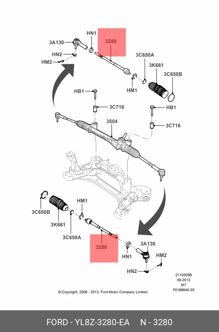 FORD YL8Z-3280-EA RACK END / AXIAL JOINT