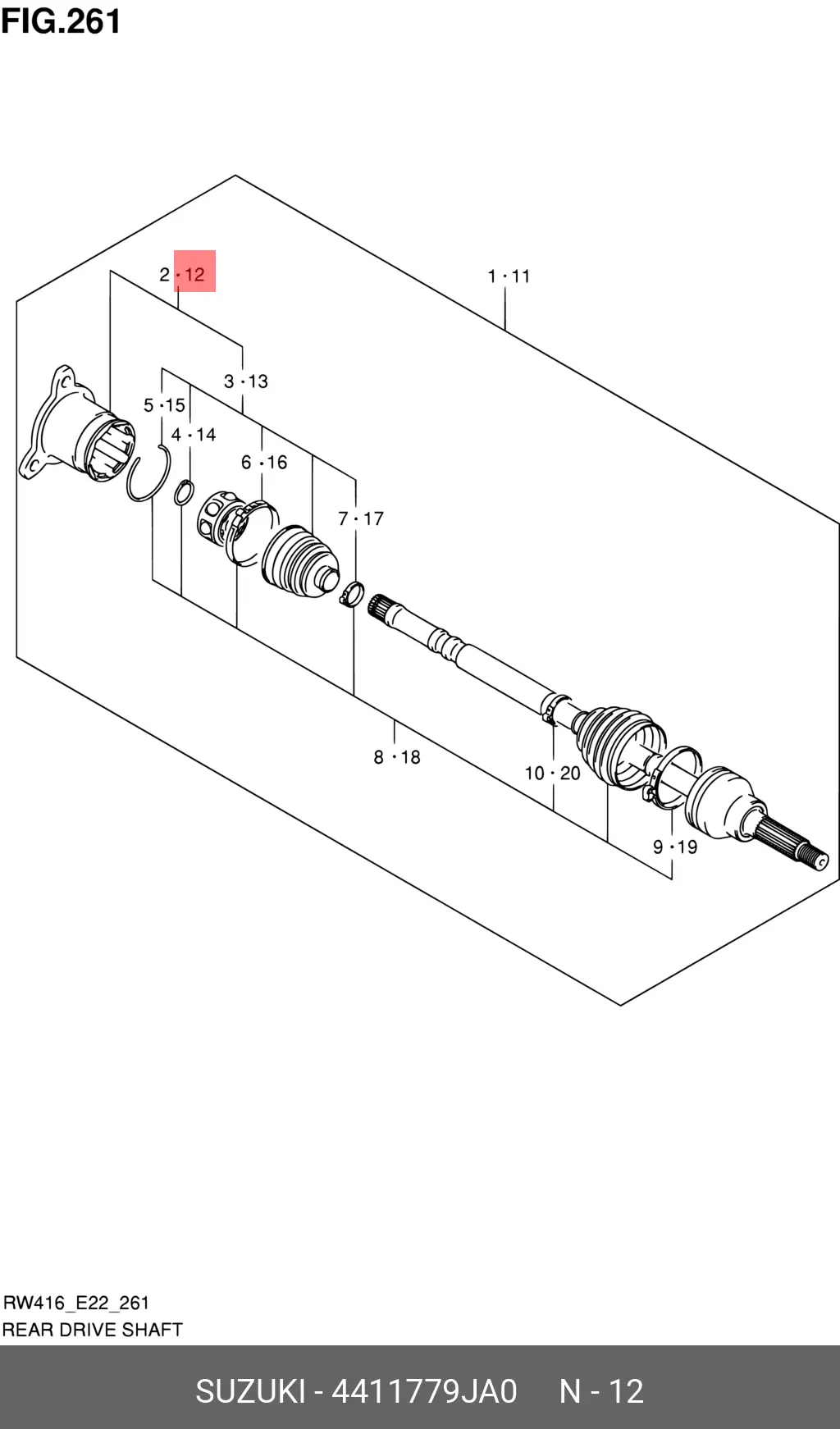 SUZUKI 44117-79JA0 CV-JOINT