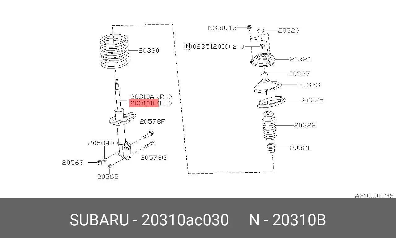 SUBARU 20310AC030 STRUT ASS~Y