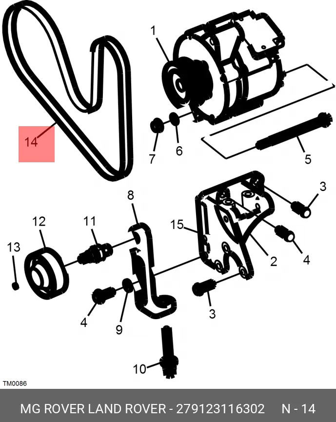ROVER 279123116302 MULTIRIB BELT