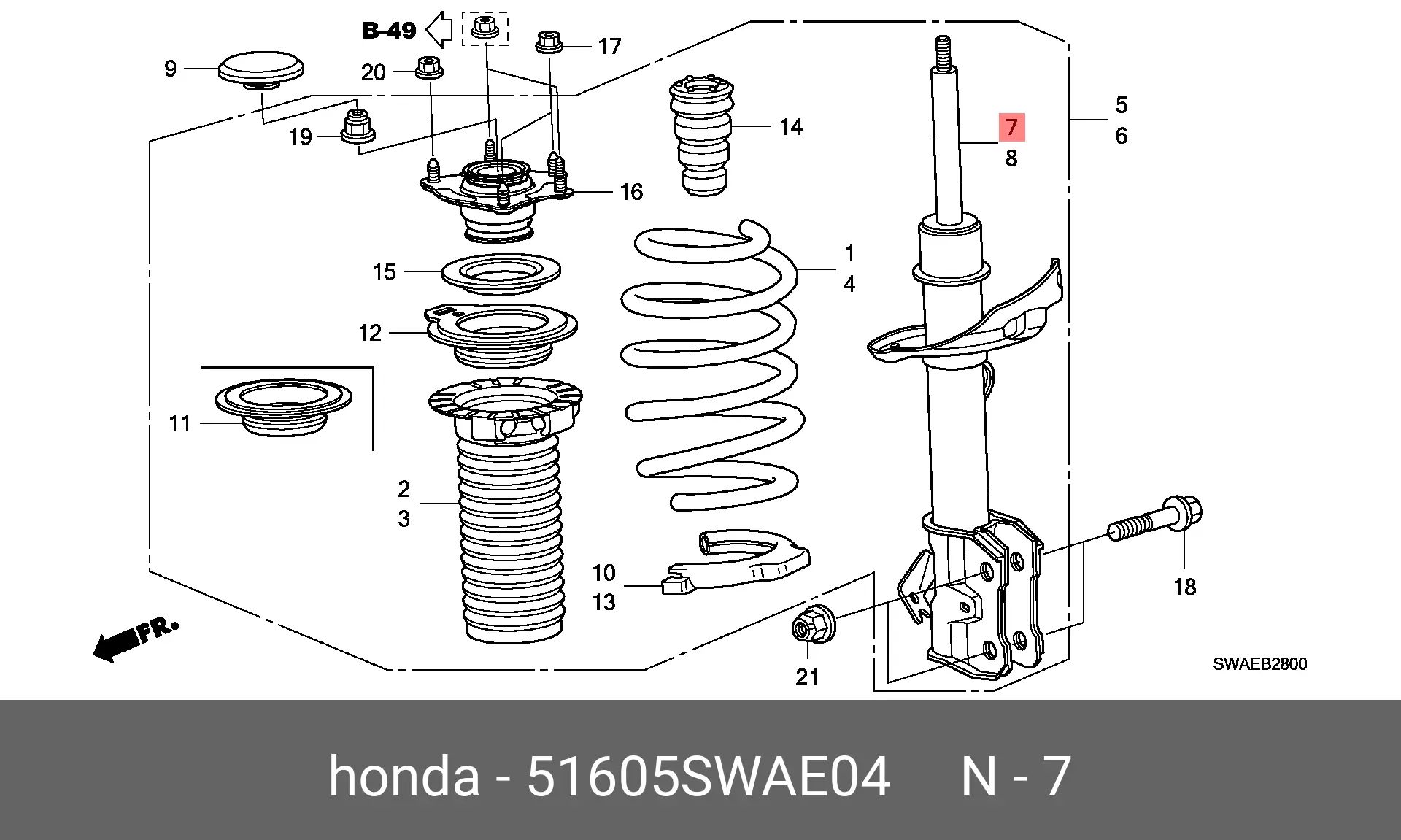 HONDA 51605SWAE04 STRUT ASS~Y