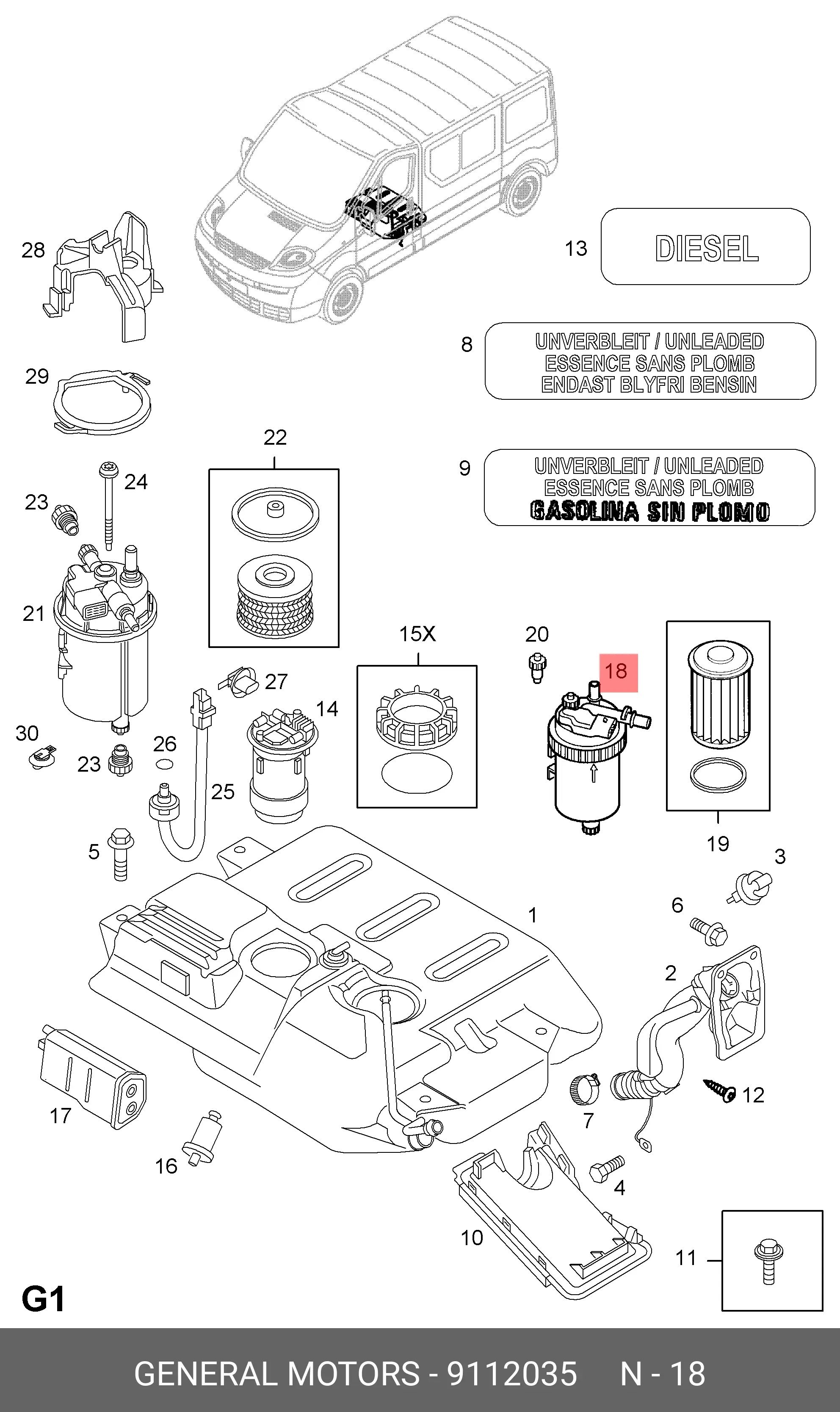 GM 9112035 FUEL FILTER (ELEMENT)