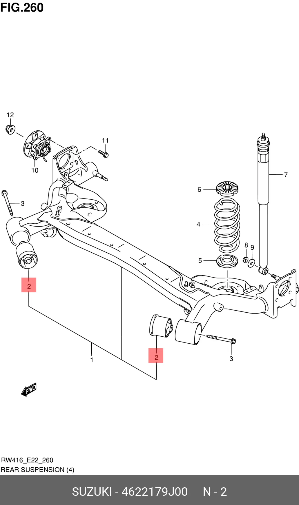 SUZUKI 46221-79J00 BUSH, SUSPENSION