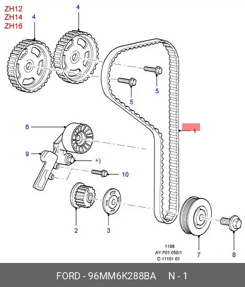 FORD 96MM6K288BA TIMING BELT