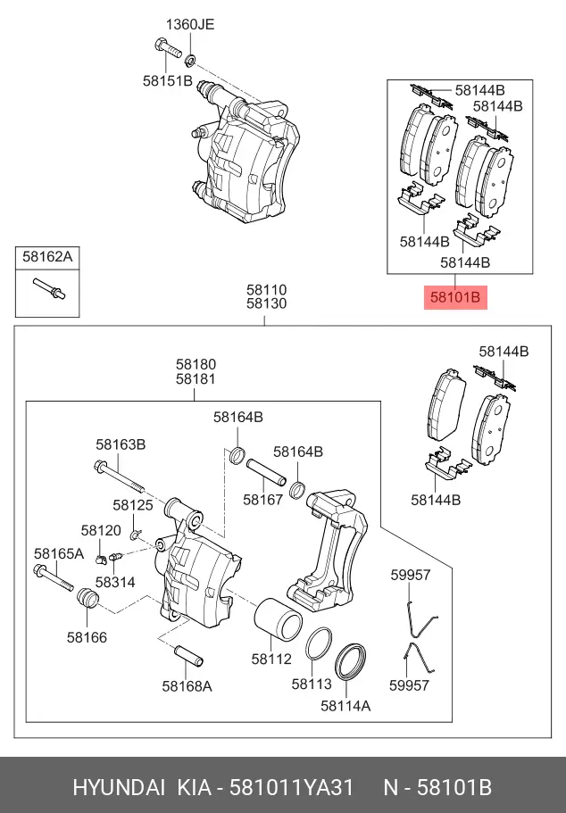 KIA 58101-1YA31 BRAKE PADS