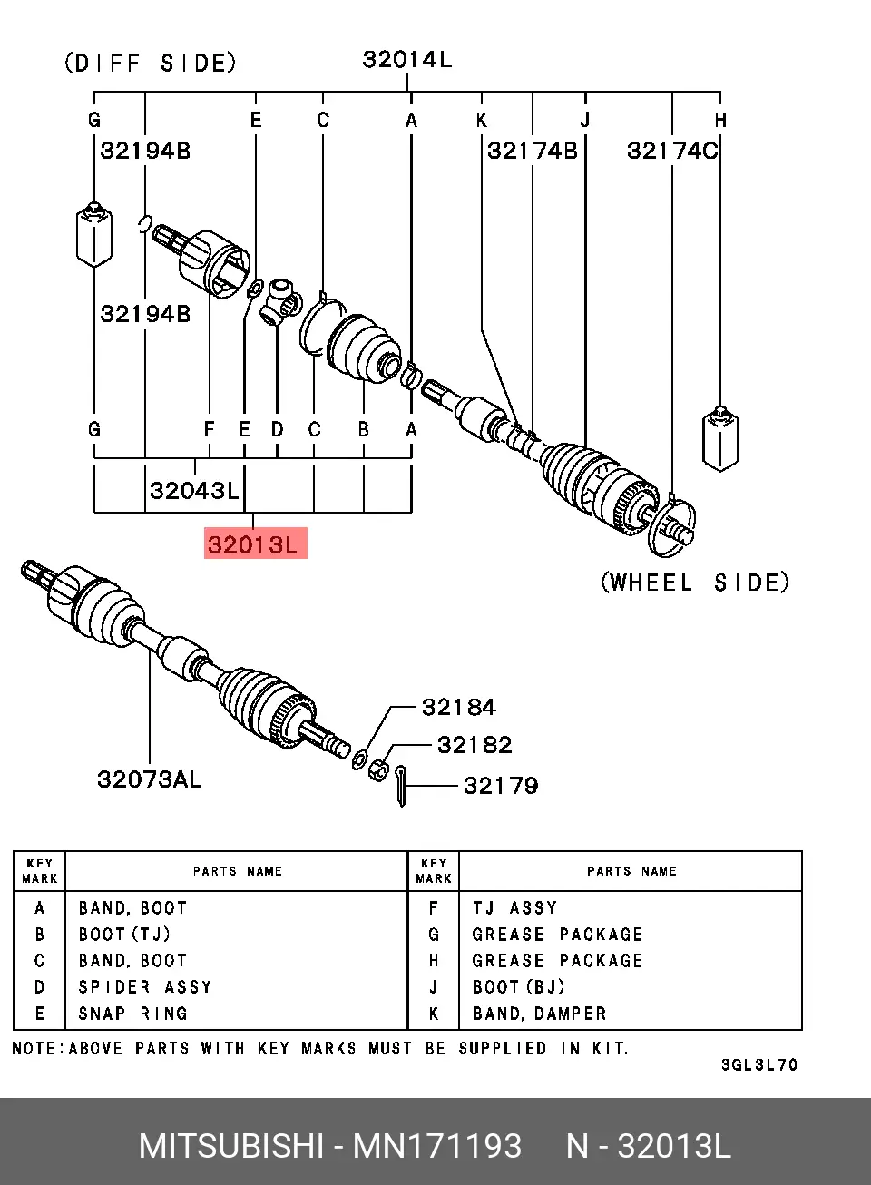 MITSUBISHI MN171193 DRIVE SHAFT BOOT