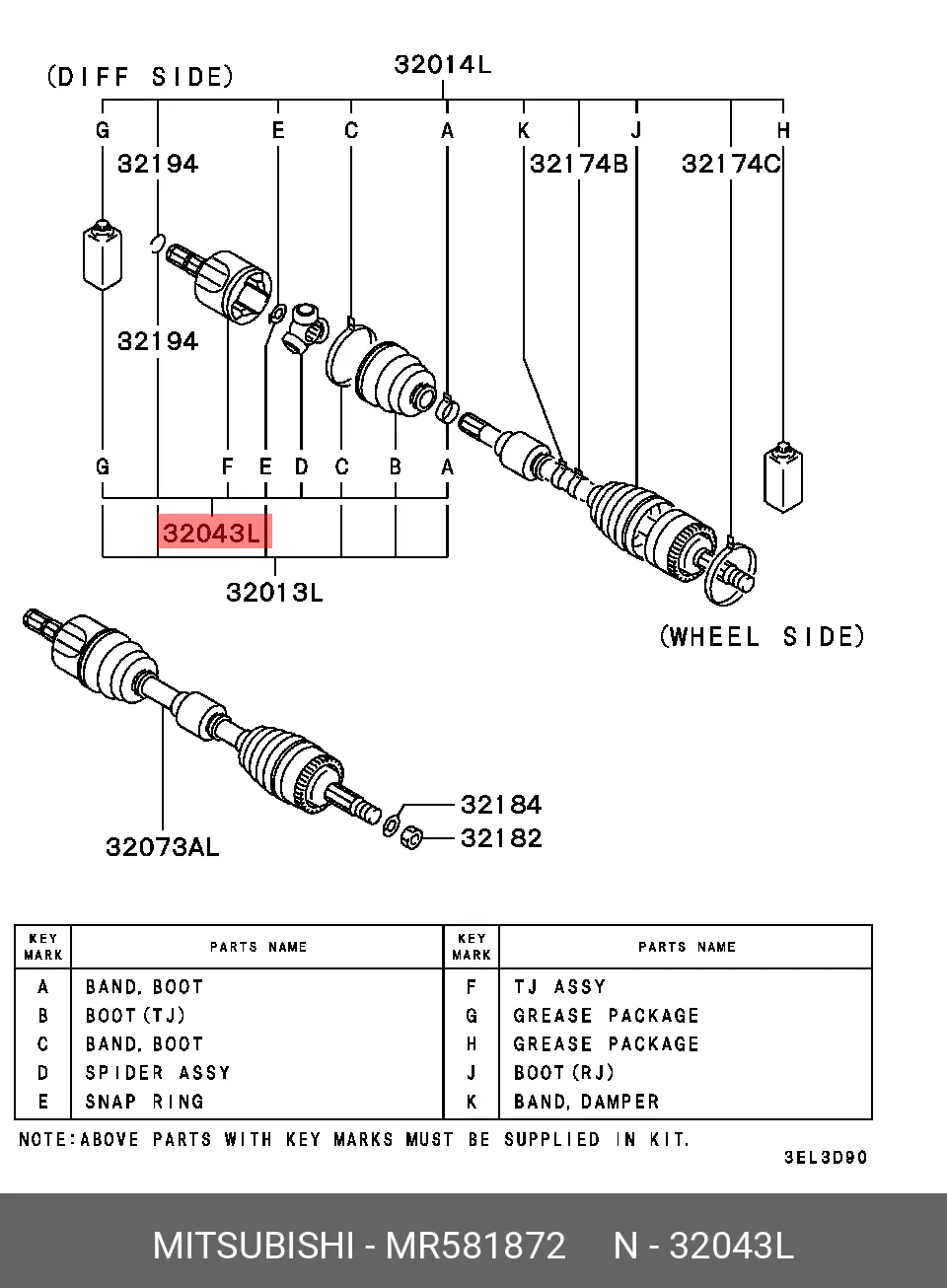 MITSUBISHI MR581872 CV-JOINT