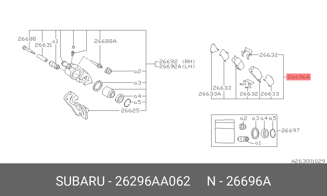 SUBARU 26296-AA062 BRAKE PADS