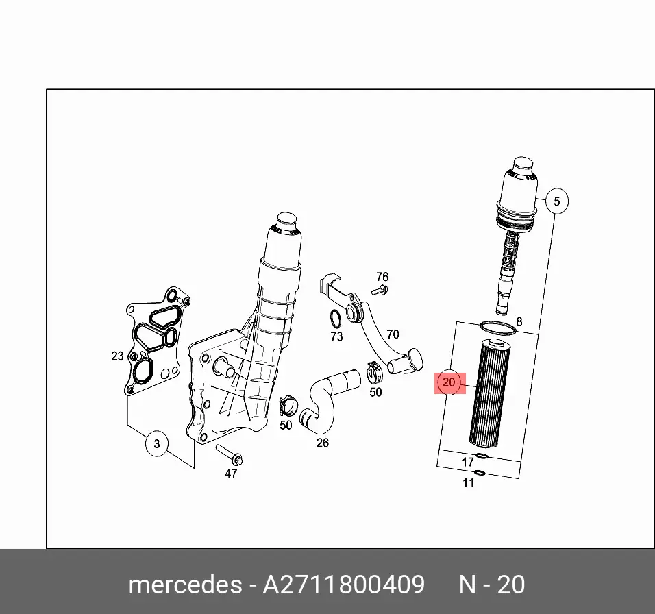 MERCEDES-BENZ A 271 180 04 09 OIL FILTER (ELEMENT)