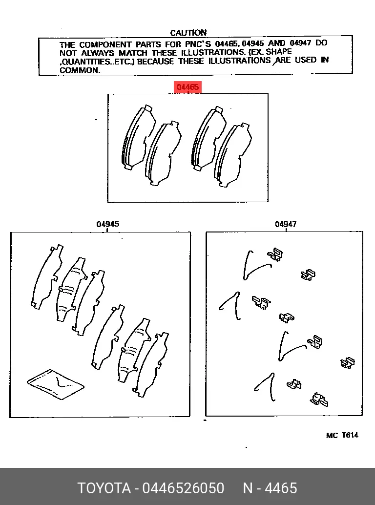 TOYOTA 04465-26050 BRAKE PADS
