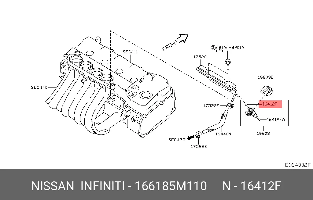 NISSAN 16618-5M110 RING SEALING SPRAY JETS