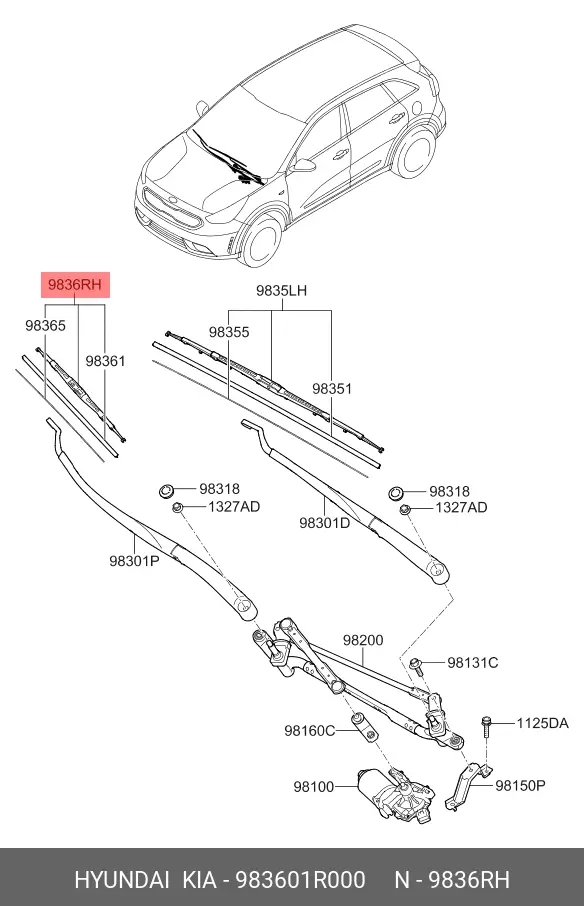 KIA 98360-1R000 CONVENTIONAL WIPER