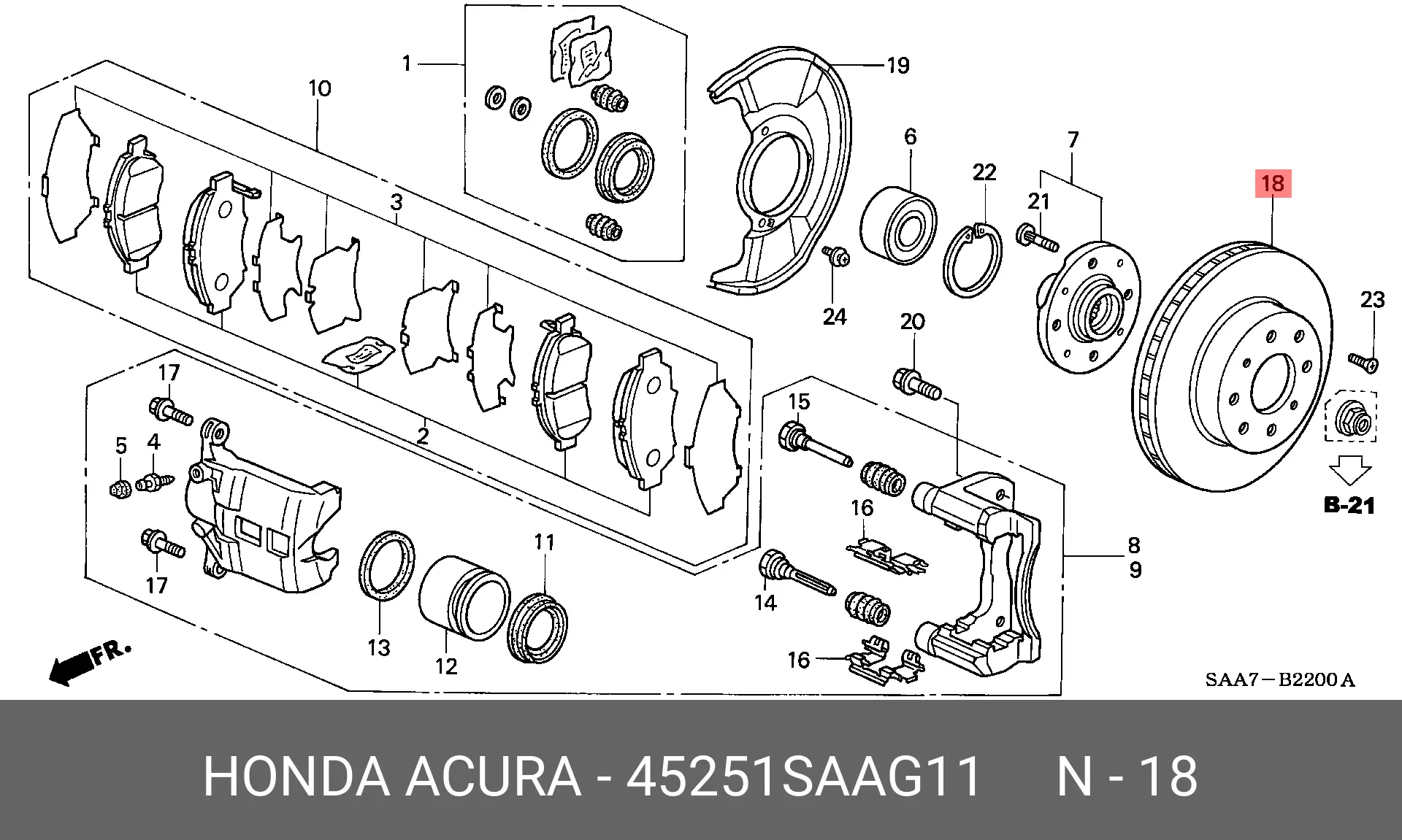 HONDA 45251-SAA-G11 ROTOR DISC
