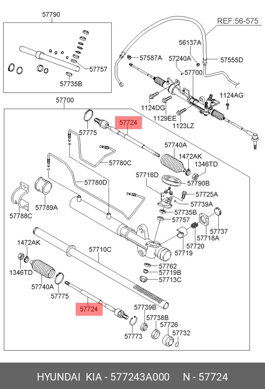 HYUNDAI 57724-3A000 RACK END / AXIAL JOINT