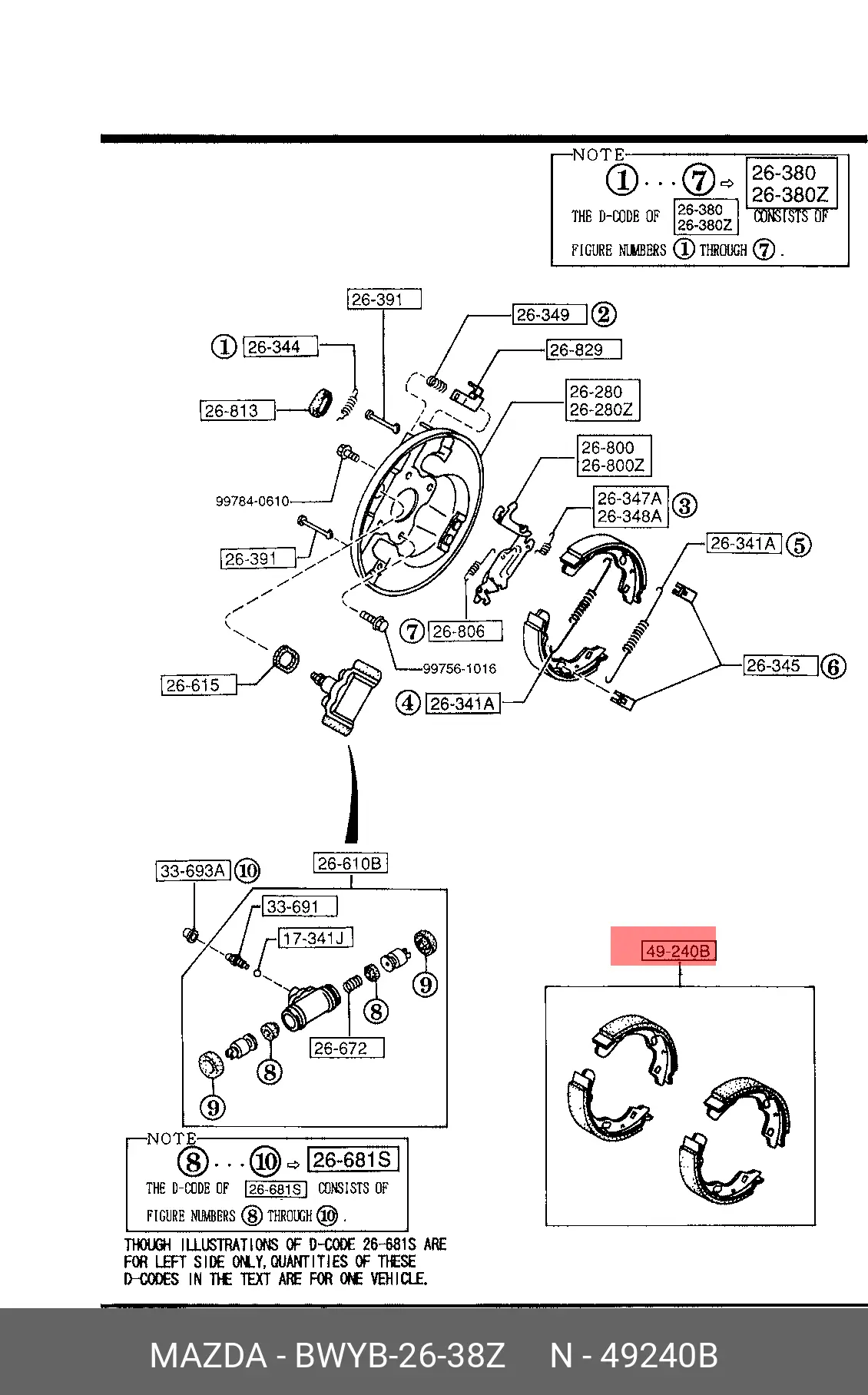 MAZDA BWYB-26-38Z BRAKE SHOE