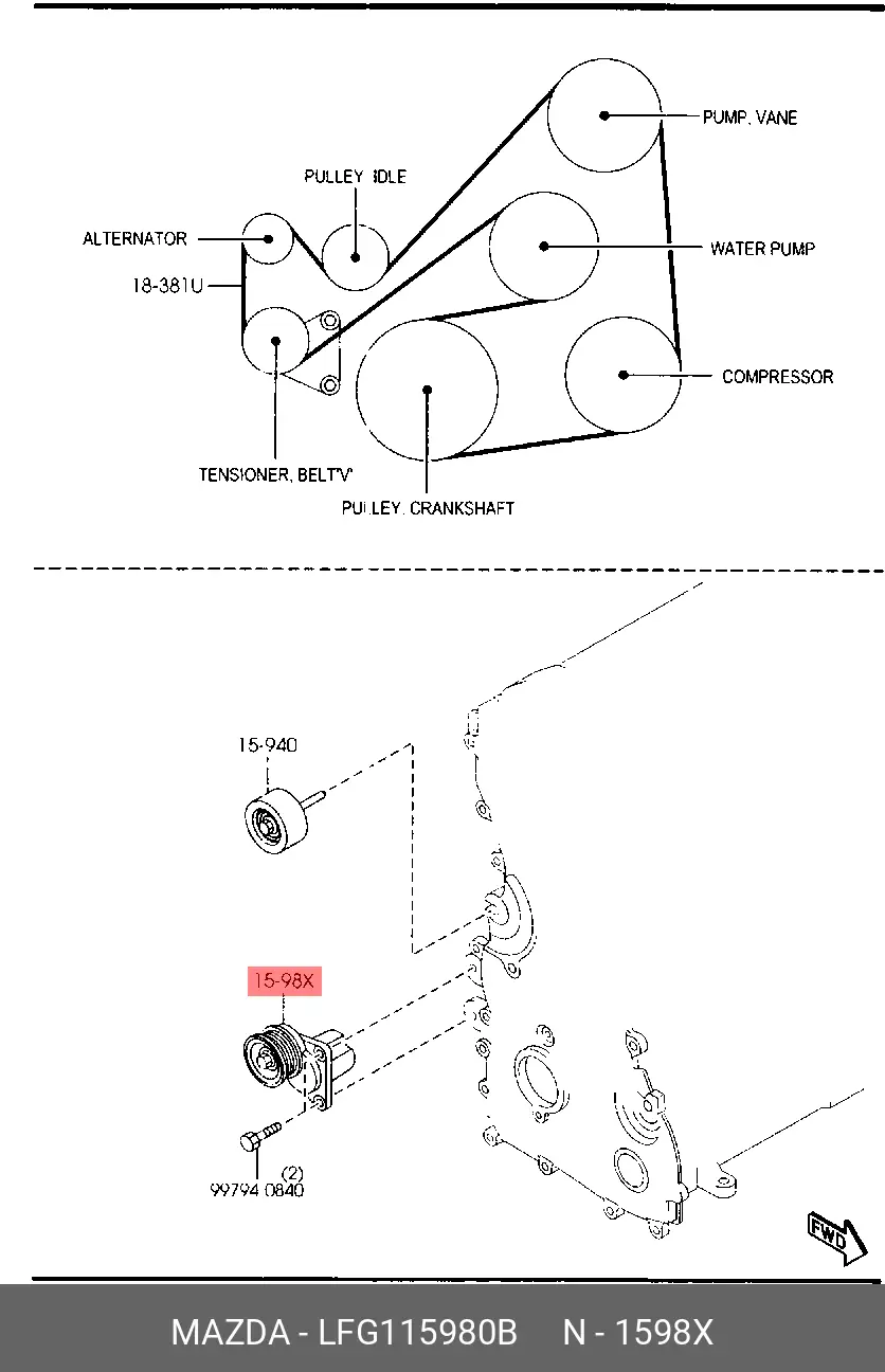 MAZDA LFG1-15-980B TENSIONER ASS`Y, BELT