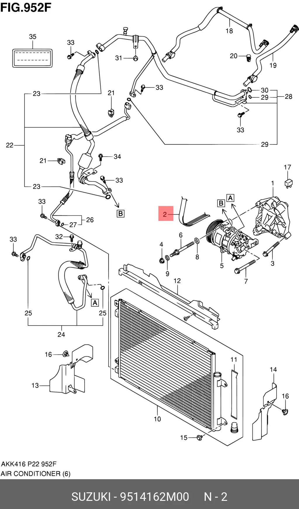 SUZUKI 9514162M00 MULTIRIB BELT