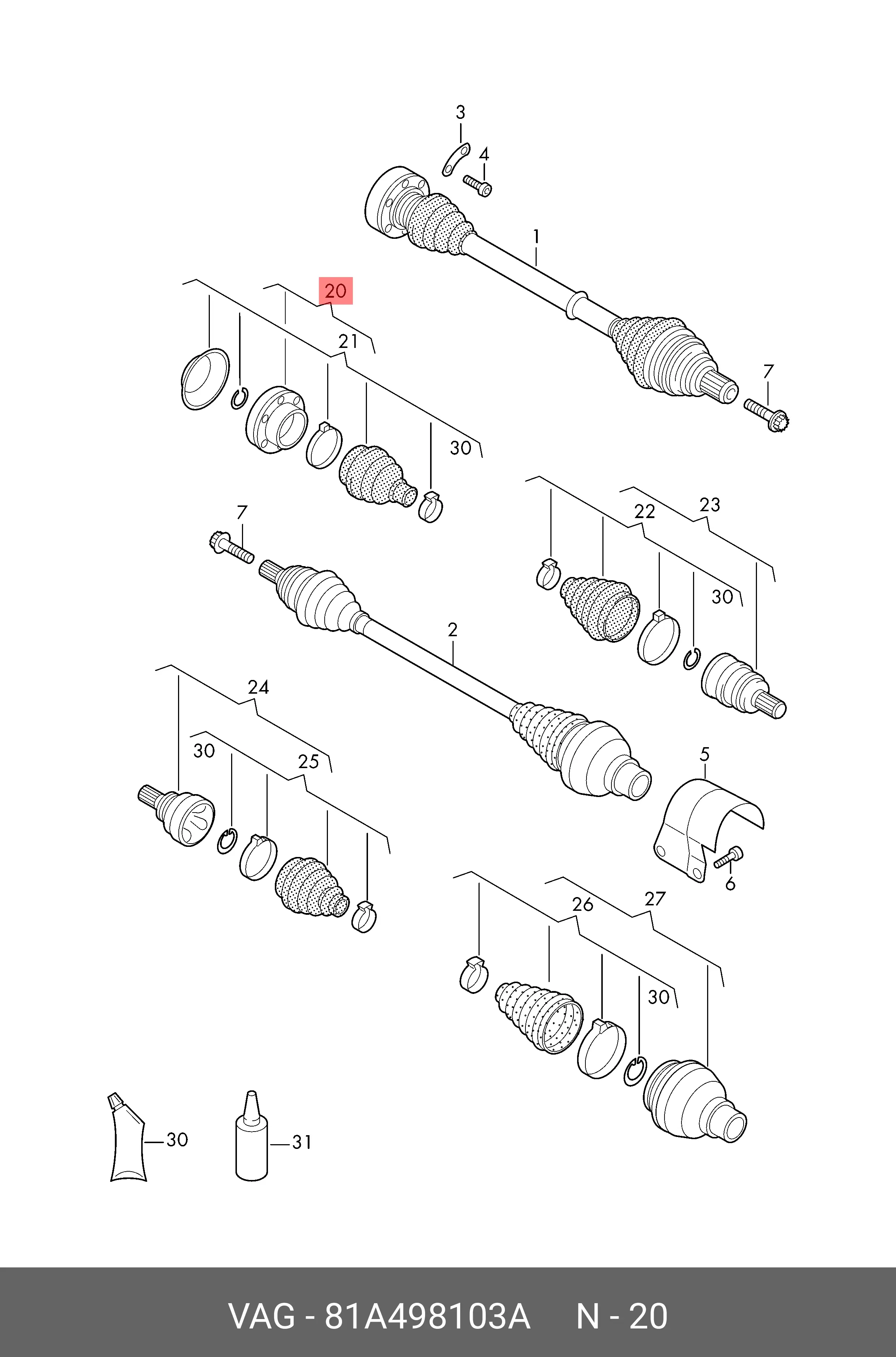 VAG 81A 498 103 A CV-JOINT