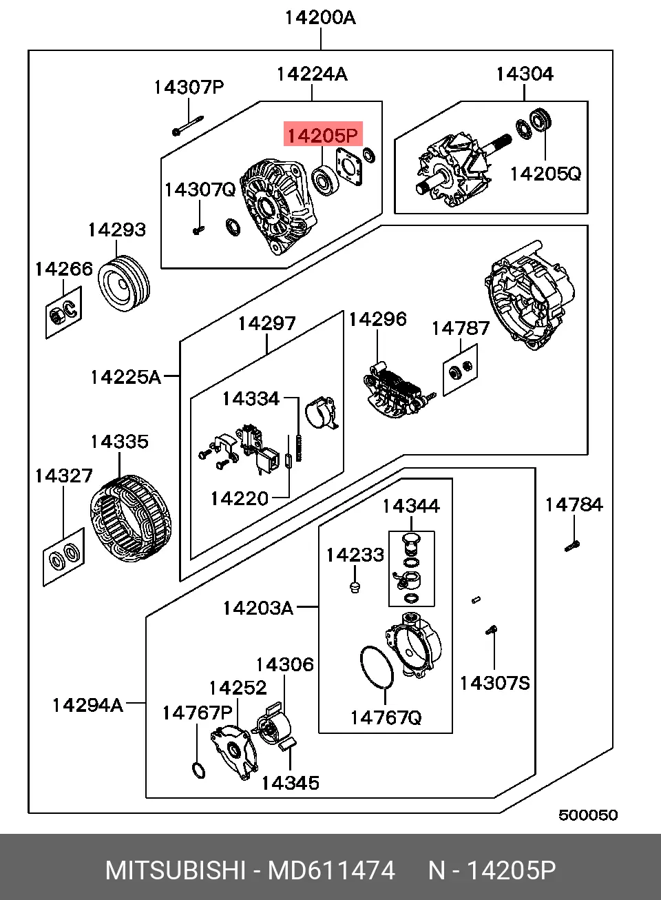 MITSUBISHI MD611474 BALL BEARING