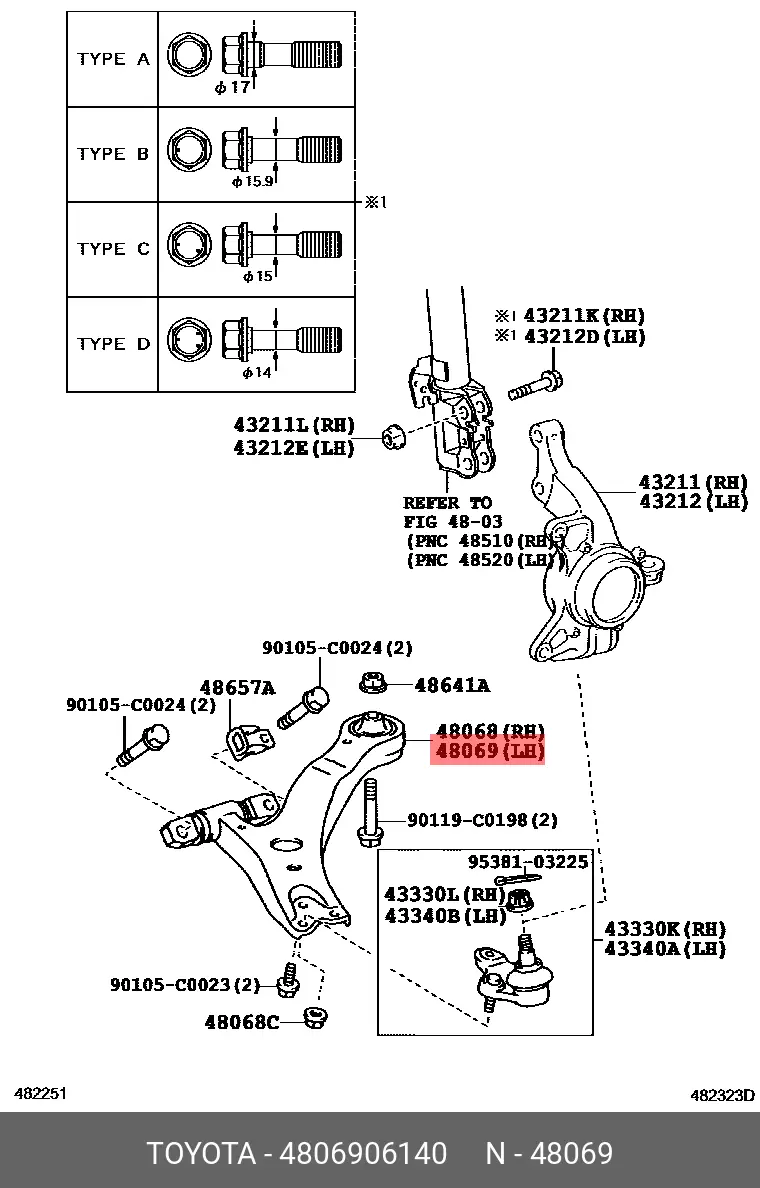 TOYOTA 48069-06140 ARM ASSY, SUSPENSION