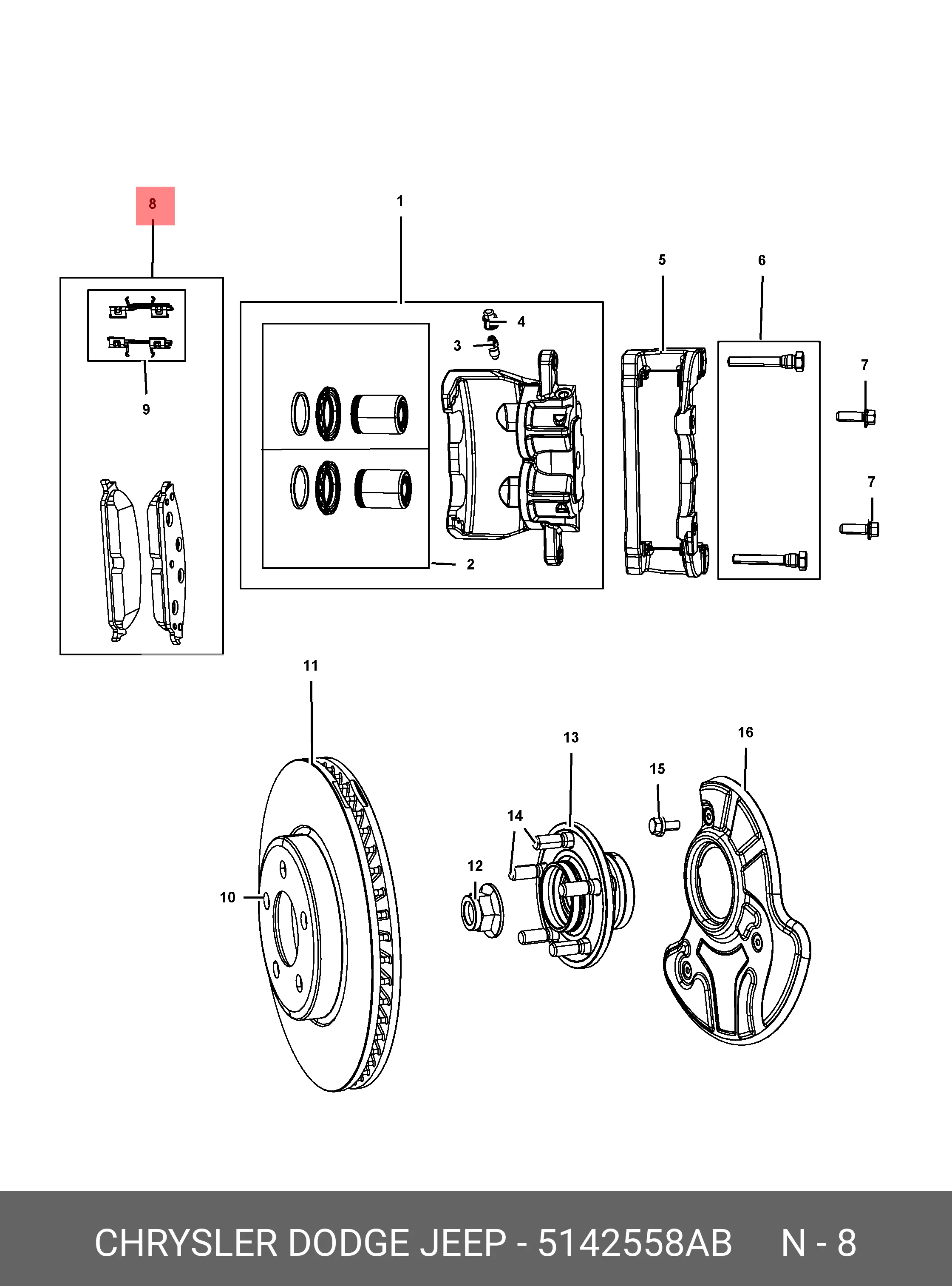 CHRYSLER 05142 558AB BRAKE PADS