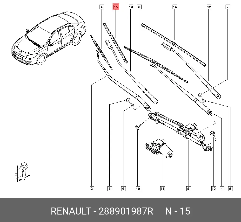 RENAULT 28 89 019 87R CONVENTIONAL WIPER