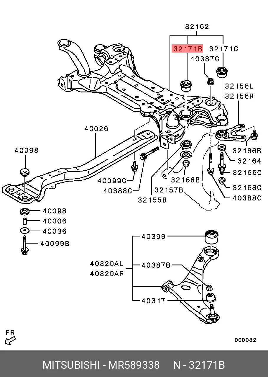 MITSUBISHI MR589338 BODY/FRAME BUSH
