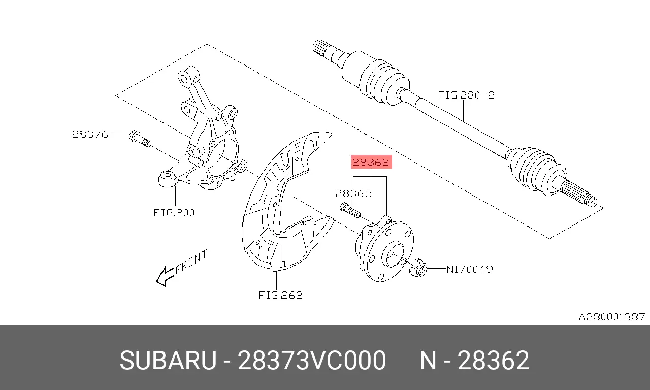 SUBARU 28373-VC000 WHEEL HUB