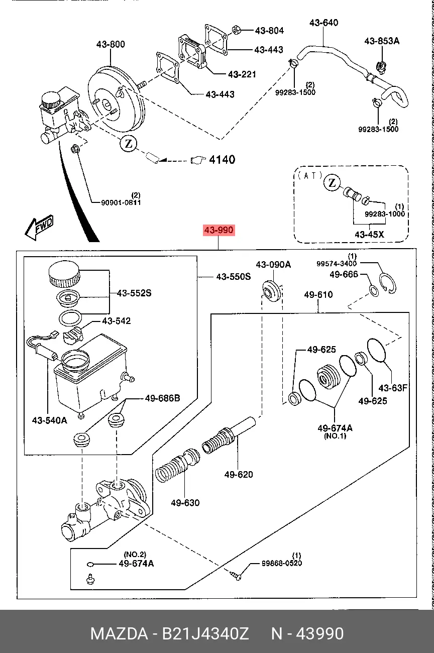 MAZDA B21J-43-40Z BRAKE MASTER ASSY