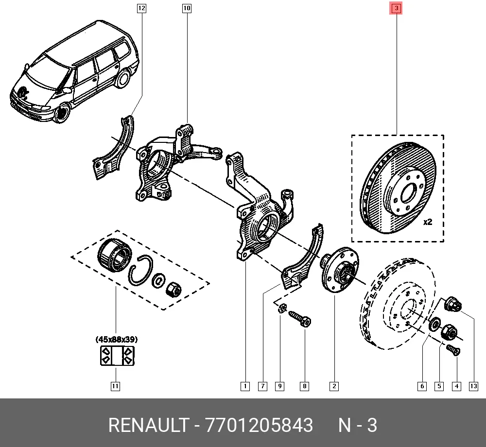 RENAULT 77 01 205 843 ROTOR DISC