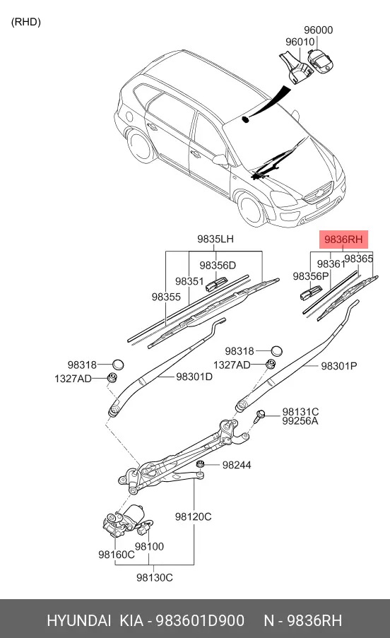 KIA 98360-1D900 CONVENTIONAL WIPER