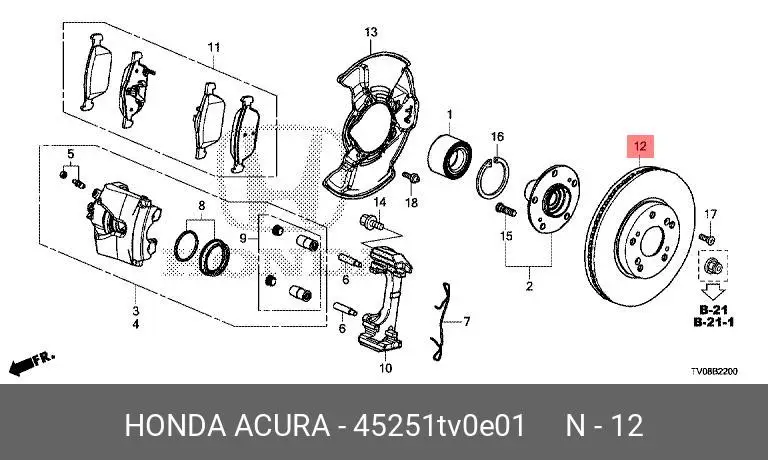 HONDA 45251-TV0-E01 ROTOR DISC