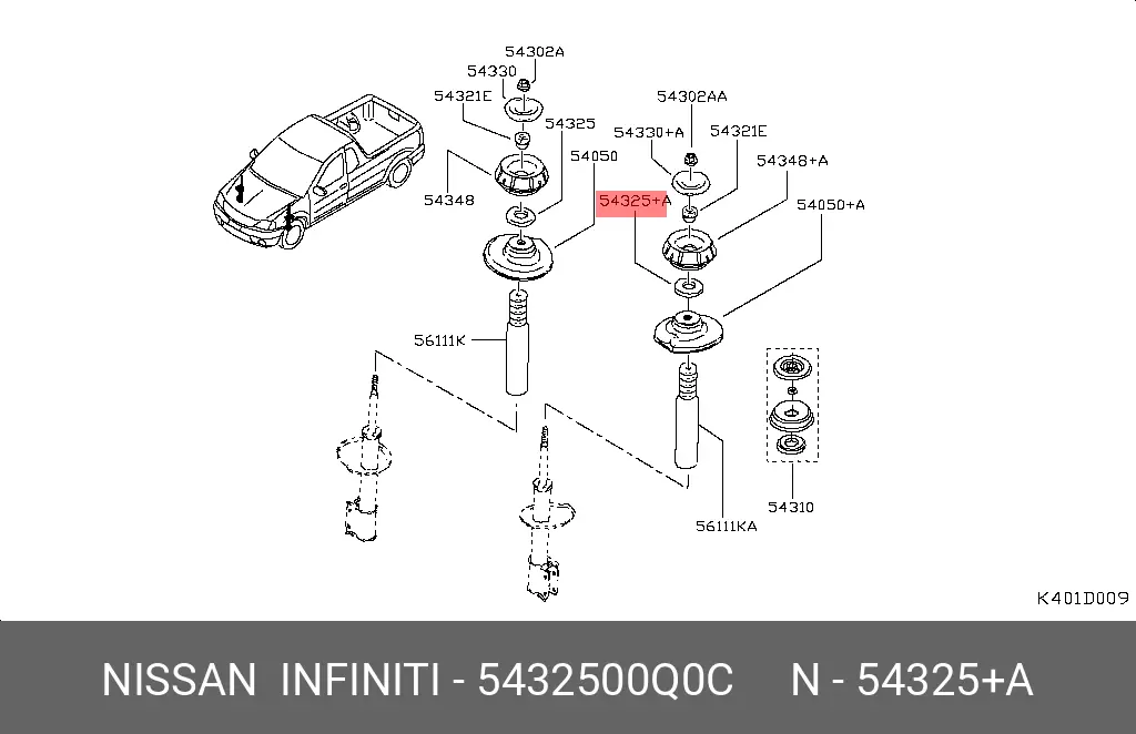 NISSAN 54325-00Q0C BEARING SHOCK MOUNTING