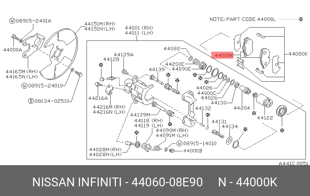 NISSAN 44060-08E90 BRAKE PADS