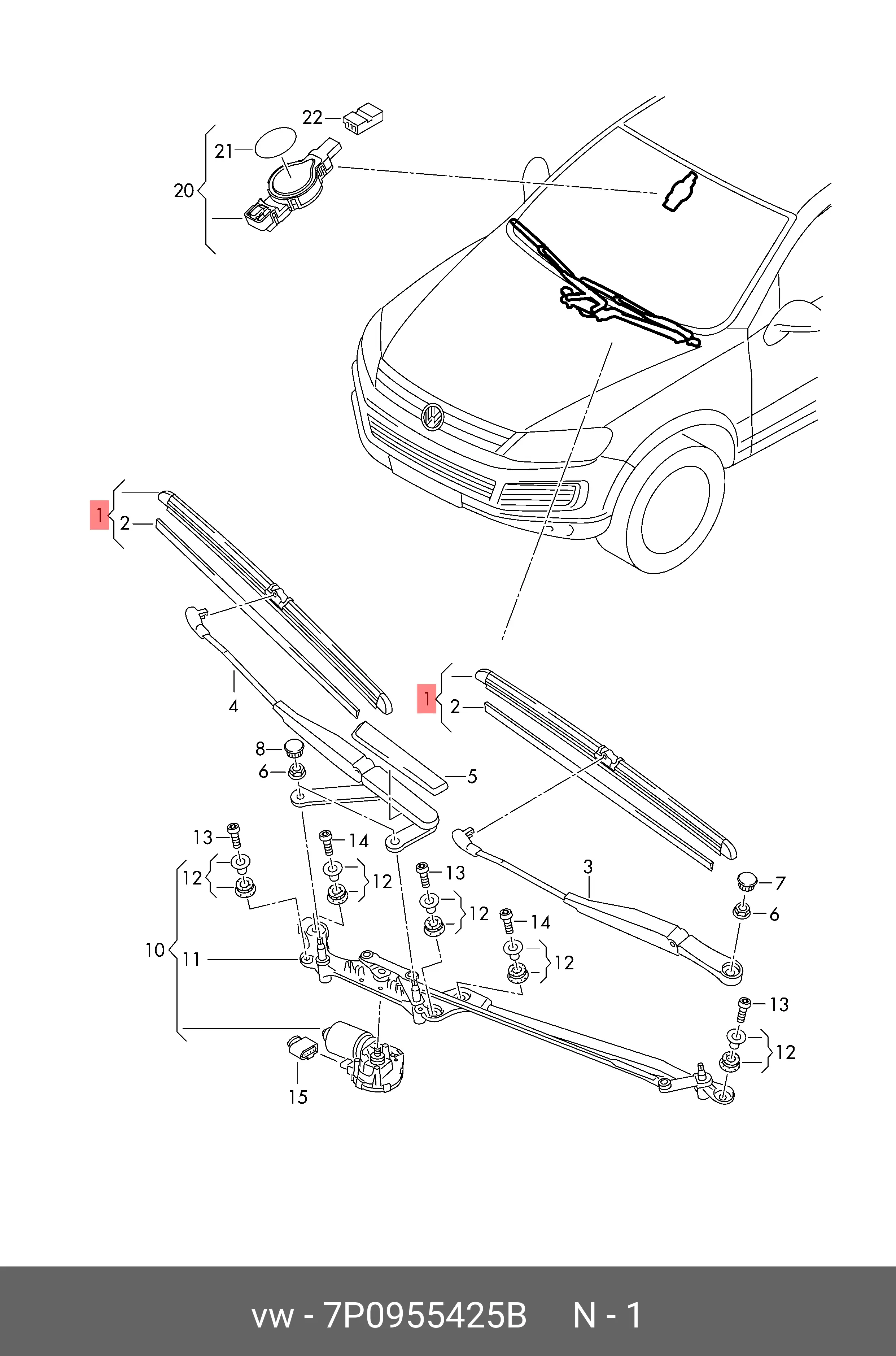VAG 7P0 955 425 B FLAT WIPER