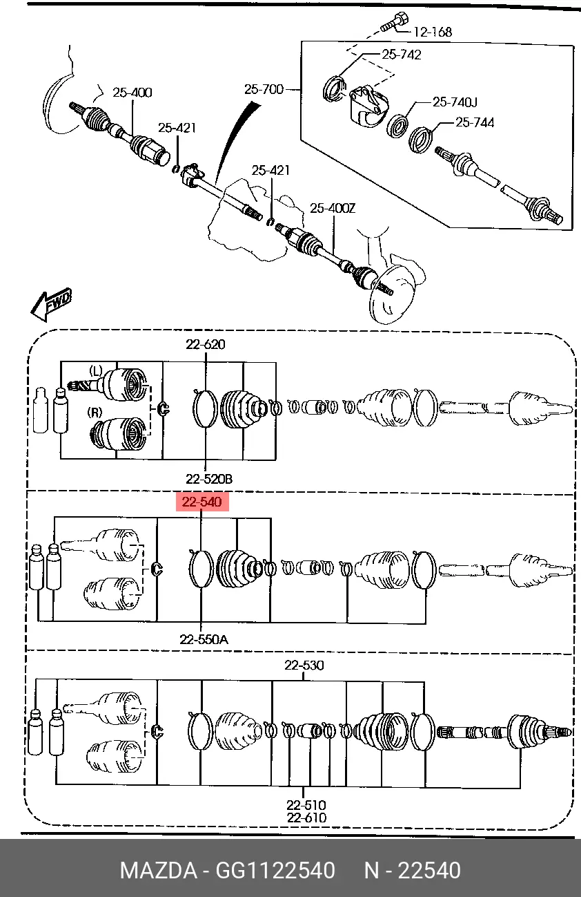 MAZDA GG11-22-540 DRIVE SHAFT BOOT