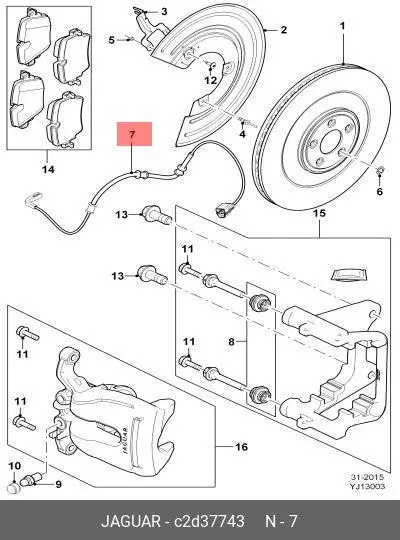 JAGUAR C2D37743 WIRE-SENSOR