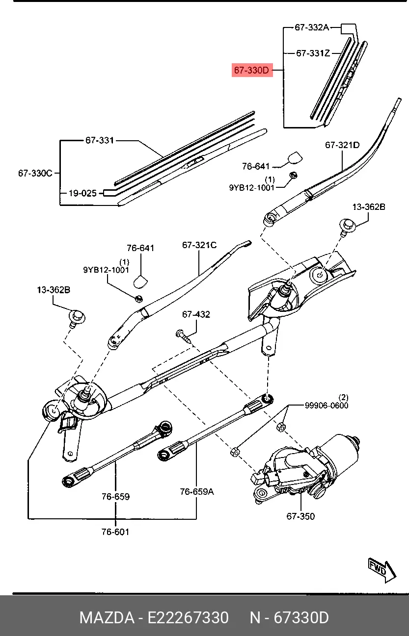 MAZDA E222-67-330 CONVENTIONAL WIPER