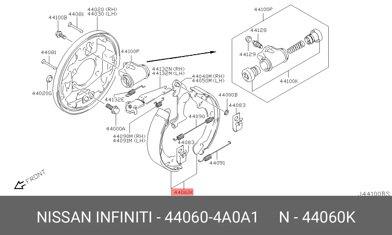 NISSAN 440604A0A1 BRAKE SHOE