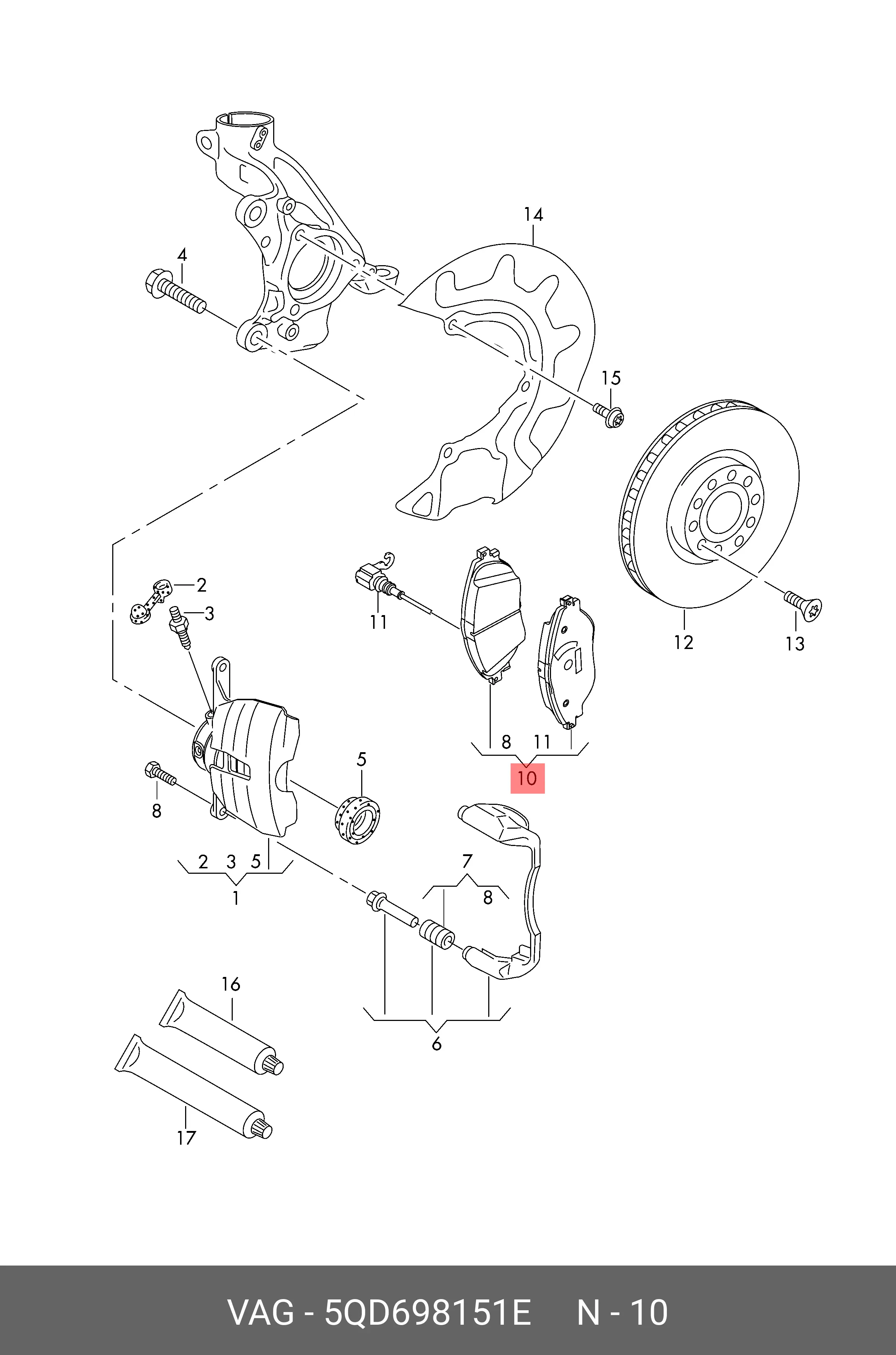 FAW-VW L 5QD 698 151 E BRAKE PADS