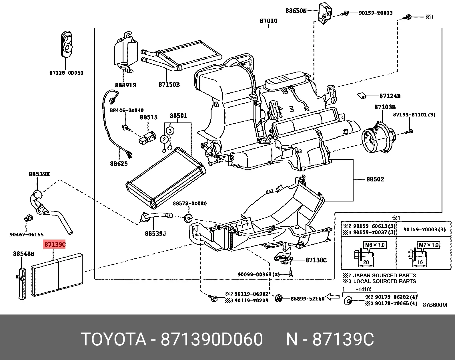 TOYOTA 87139-0D060 CABIN FILTER