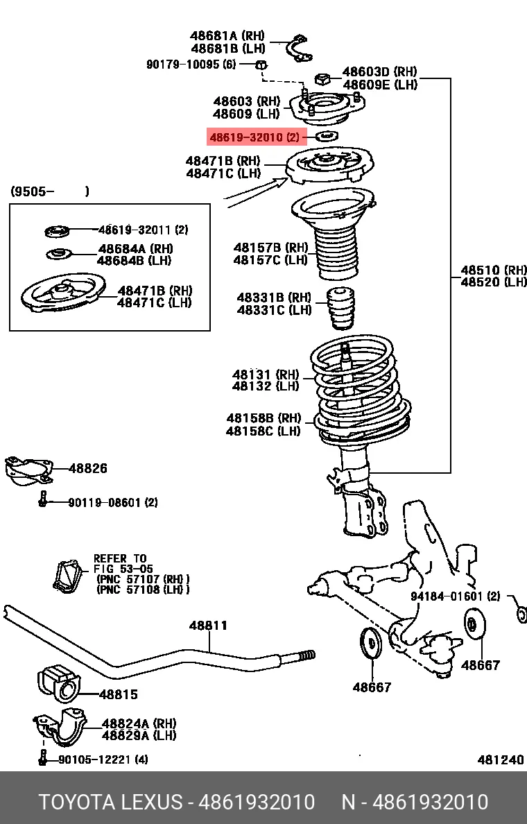 TOYOTA 48619-32010 BEARING SHOCK MOUNTING