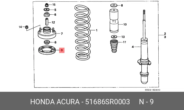 HONDA 51686-SR0-003 COIL SPRING MOUNTING