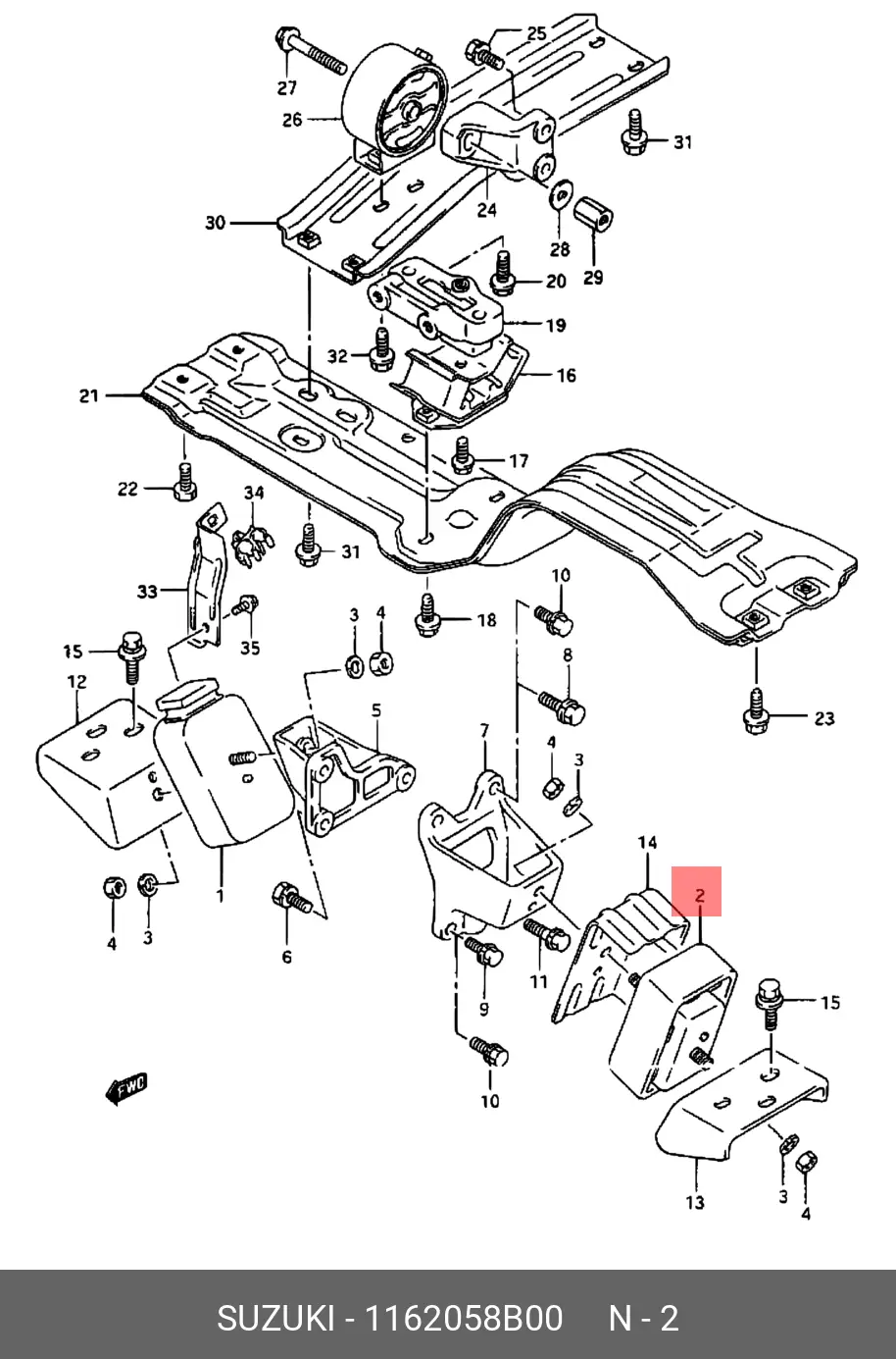 SUZUKI 11620-58B00 ENGINE MOUNTING