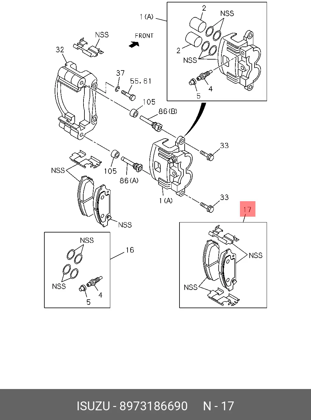 ISUZU 8973186690 BRAKE PADS